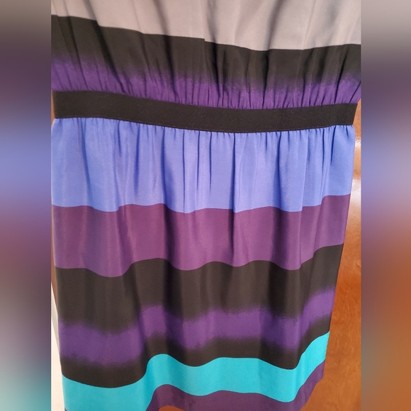 LOFT Sleeveless Dress Size SP Striped Purple Teal - Picture 4 of 6